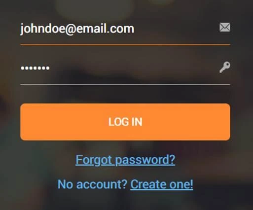 Sign-in screen with username and password fields